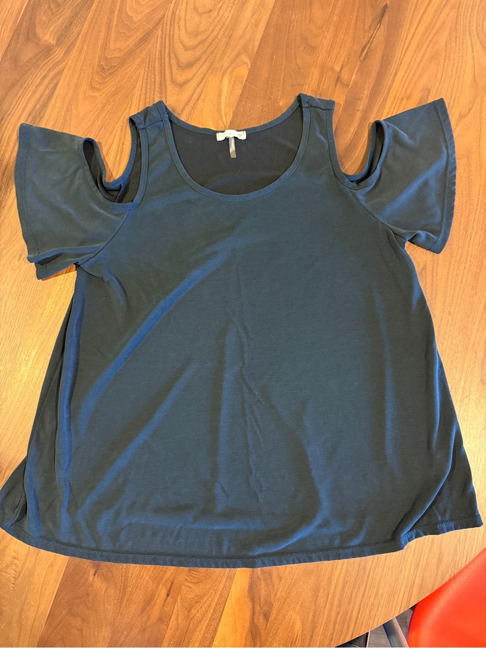 Cold-Shoulder Scoop Neck Top - Black